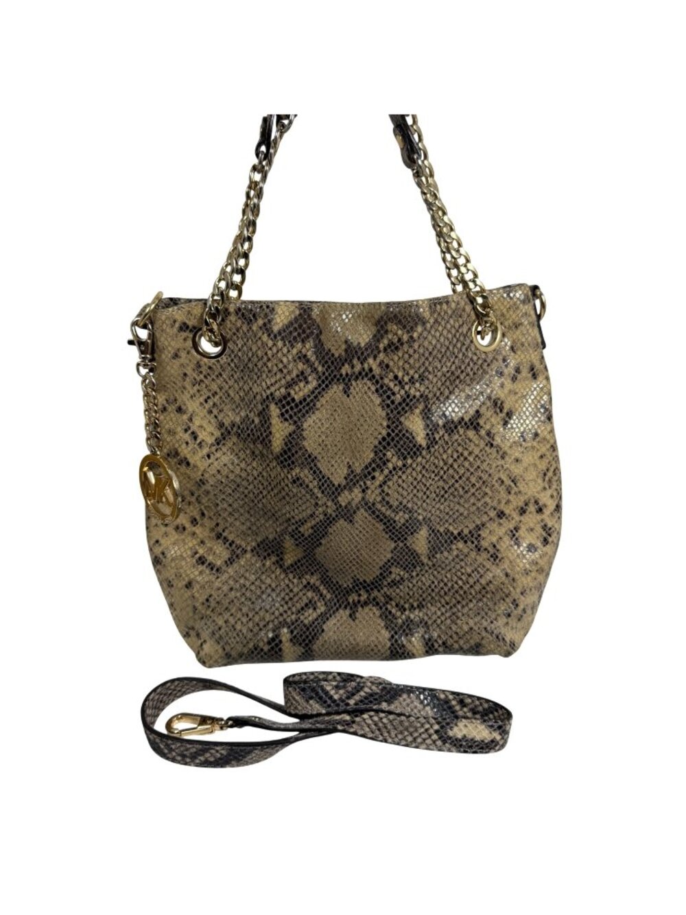 Michael Kors Embossed Python Snakeskin Leather Shoulder Bag Chain Strap + Strap